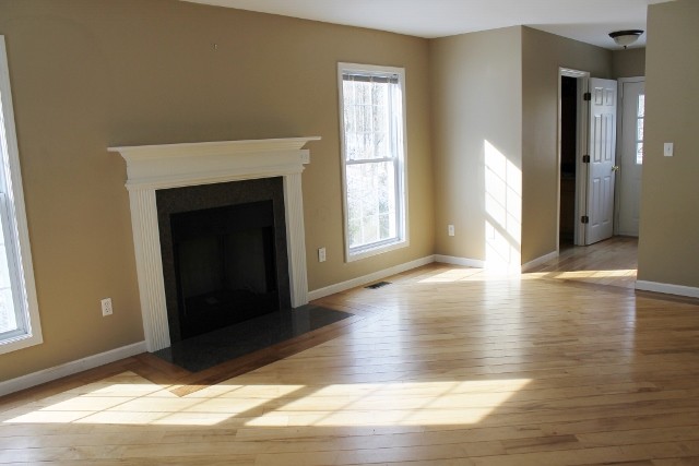 gas log hook-up and powder room on main level